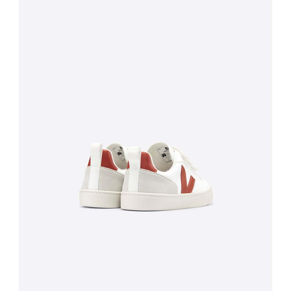 White/Burgundy Kids' Veja V-10 CWL Shoes | AU 785ILH